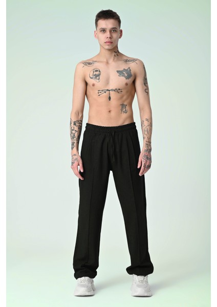 Haki Erkek Pile Dikiş Detaylı Bol Kesim Keten Pantolon modelleri