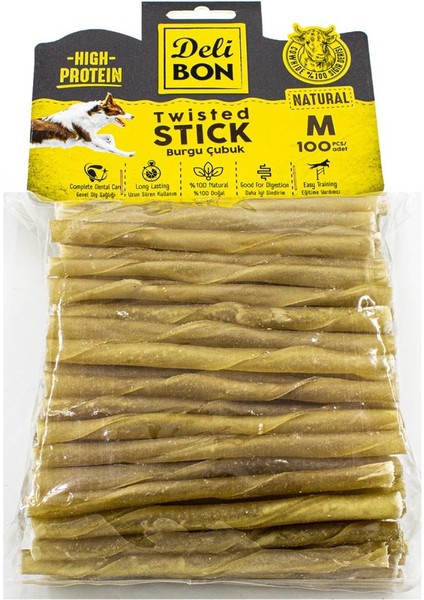 Deri Kalın Burgu Çubuk 100 Adet Natural