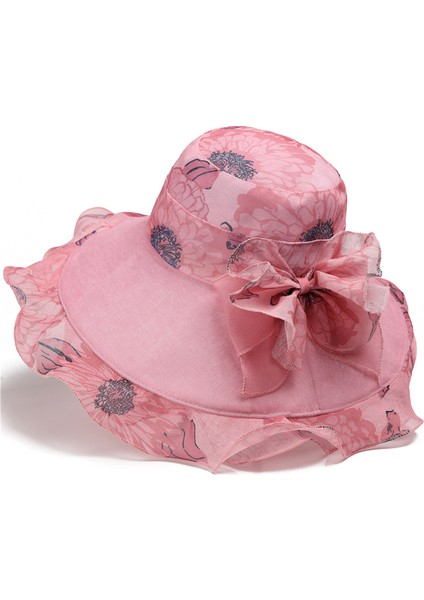 Büyük Kenarlı Güneş Koruyucu Güneş Şapkası Ince Kesit Çiçek Plaj Şapkası (Yurt Dışından)