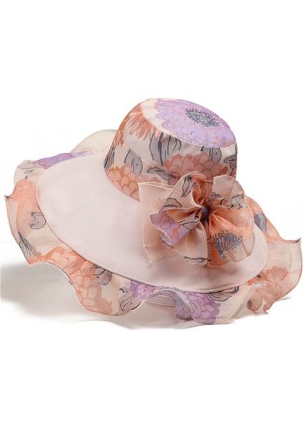 Büyük Kenarlı Güneş Koruyucu Güneş Şapkası Ince Kesit Çiçek Plaj Şapkası (Yurt Dışından)