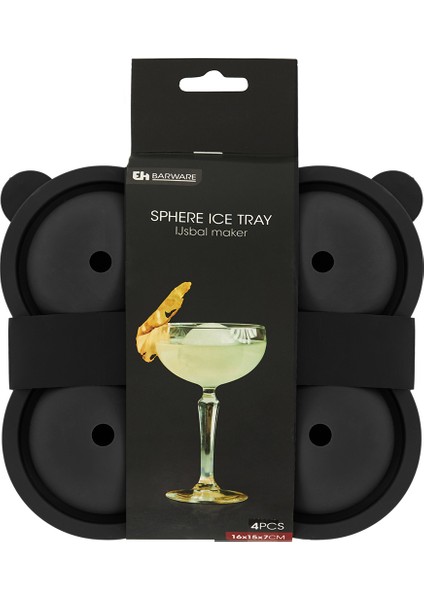 Shot Küre Top Luxury Buz Kalıbı 4 lü Siyah 16 x 15 x 7 cm