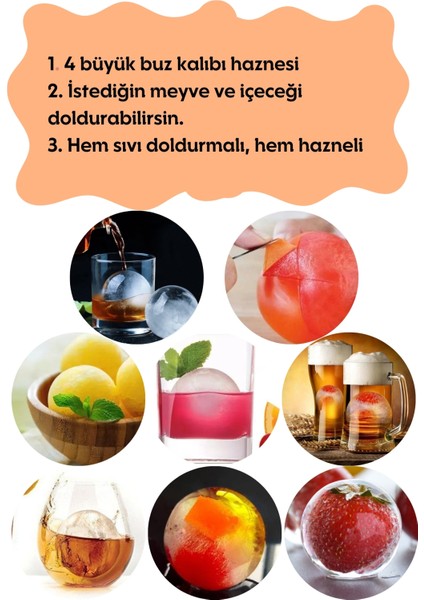 Shot Küre Top Luxury Buz Kalıbı 4 lü Siyah 16 x 15 x 7 cm