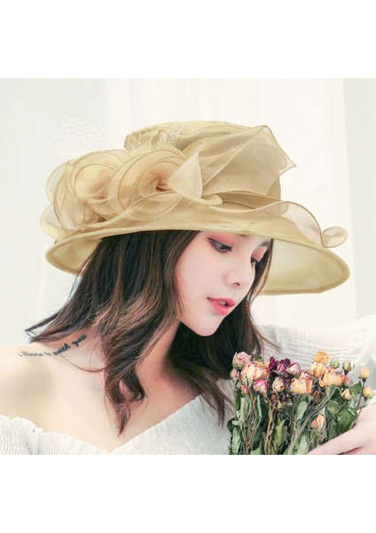 Kadın Güneş Şapkası Örgü Silindir Şapka Iplik Yaz Güneş Şapkası (Yurt Dışından)