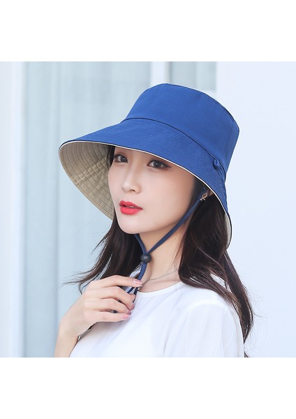 Ilkbahar ve Yaz Güneşlik Çift Taraflı Plaj Şapkası Bayanlar Seyahat Güneş Koruyucu Büyük Kenarlı Şapka (Yurt Dışından)