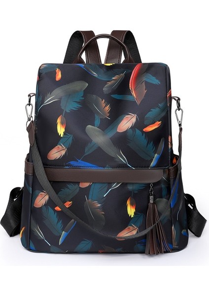 Moda Kontrast Renkli Çok Fonksiyonlu Sırt Çantası Gündelik Kadın Sırt Çantası Anti-Hırsızlık Büyük Kapasiteli Seyahat Çantası (Yurt Dışından)