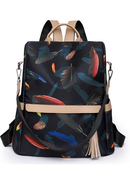 Moda Kontrast Renkli Çok Fonksiyonlu Sırt Çantası Gündelik Kadın Sırt Çantası Anti-Hırsızlık Büyük Kapasiteli Seyahat Çantası (Yurt Dışından)