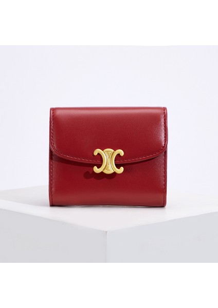 Popüler Üst Düzey Hakiki Deri Kompakt Kart Tutucu Kadın Kısa Düz Renk Bozuk Para Cüzdanı Organ Çoklu Kart Yuvası Büyük Kapasiteli Kart Tutucu (Yurt Dışından)