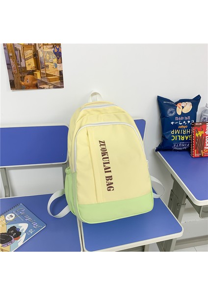 Büyük Kapasiteli Okul Çantası Kadın Japon Çok Yönlü Ortaokul Öğrencileri Lise Öğrencileri Kore Versiyonu Kampüs Kontrast Renkli Sırt Çantası Seyahat Sırt Çantası (Yurt Dışından)