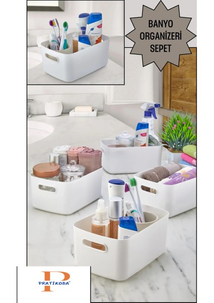 6'lı 3.5 Lt Basic Sepet, Dolap Içi, Buzdolabı Düzenleyici, Banyo Organizer