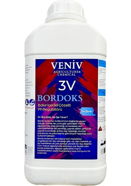 3V Bordoks Hazır Sıvı Bordo Bulamaç Ph Dengeleyici Bakırlı ve Kireçli Çözelti içerikli 5 Litre