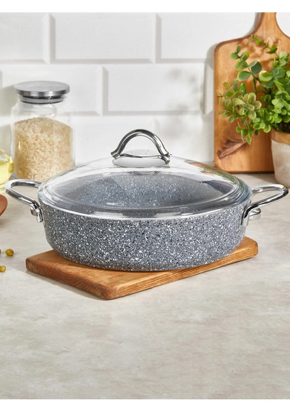 Pedra 28 cm Basık Granit Tencere