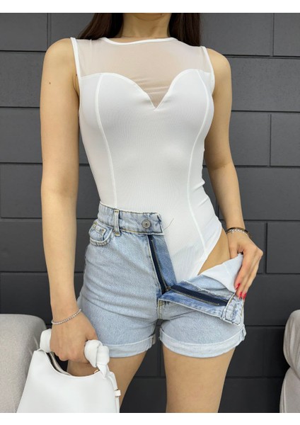 Yeni Sezon Siyah Tül Detay Dalgıç Zıbın Bluz fiyatları