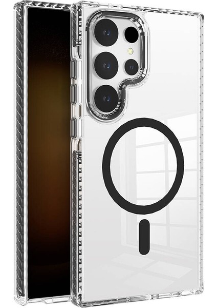 Samsung Galaxy S24 Ultra Kılıf Magsafeli Kenarları Renkli Elden Kaydrımaz Nana Silikon