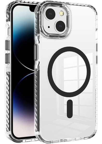 Apple Iphone 13 Kılıf Magsafeli Kenarları Renkli Elden Kaydrımaz Nana Silikon