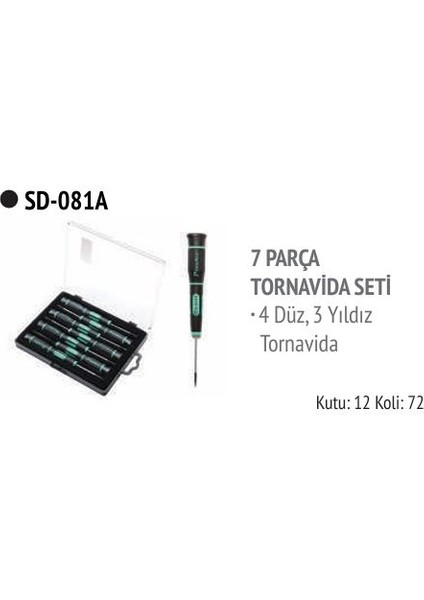 7 Parça Tornavida Seti ;proskit
