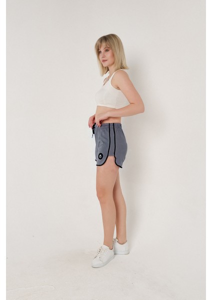Kadın Openent Antrasit Mini Yırtmaçlı Şort