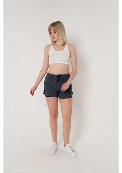 Kadın Openent Antrasit Mini Yırtmaçlı Şort modelleri