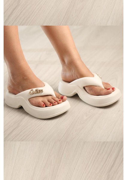 Quenn Parmak Arası Kadın Terlik Plaj Deniz Havuz Terliği Dolgu Topuk Yüksek Taban fiyatları