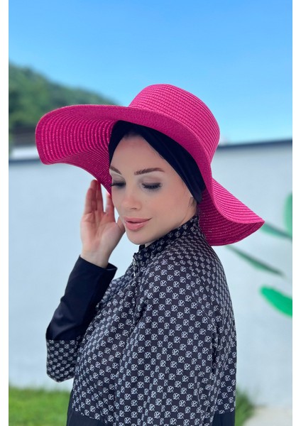 Hasır Şapka Fuşya Rş-64