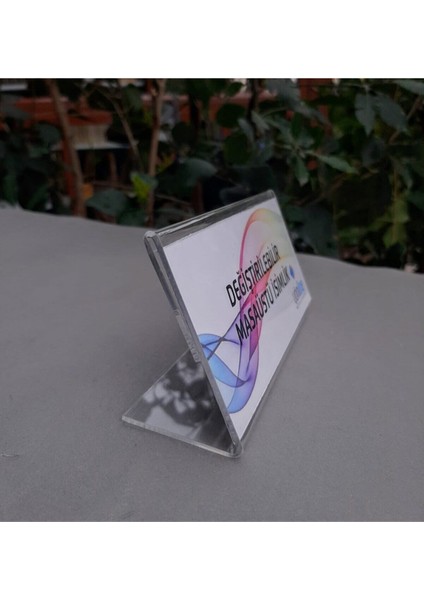 Değiştirilebilir Şeffaf Yatay Masaüstü Isimlik - 15X7,5 cm fiyatları