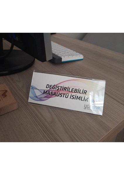 Değiştirilebilir Şeffaf Yatay Masaüstü Isimlik - 15X7,5 cm indirimleri