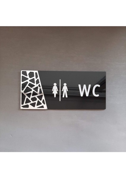 Black Silver Pattern Seri Wc Yönlendirme Tabelası