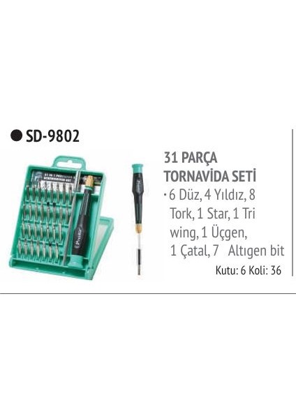 31 Parça Tornavida Seti;proskit fiyatları