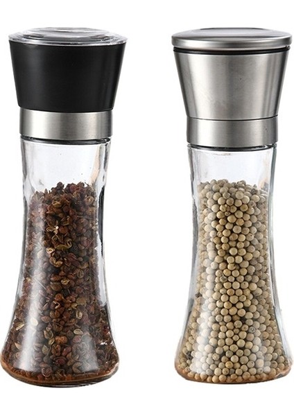 2 Adet Buzlu Cam Baharat ŞIŞESI-200ML-SIYAH + Metalik Renk (Yurt Dışından)