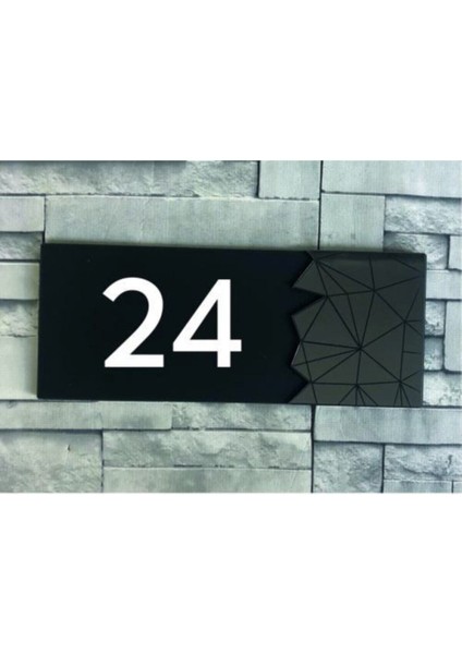 Dekoratif Aynalı Füme Kapı Numarası - 24