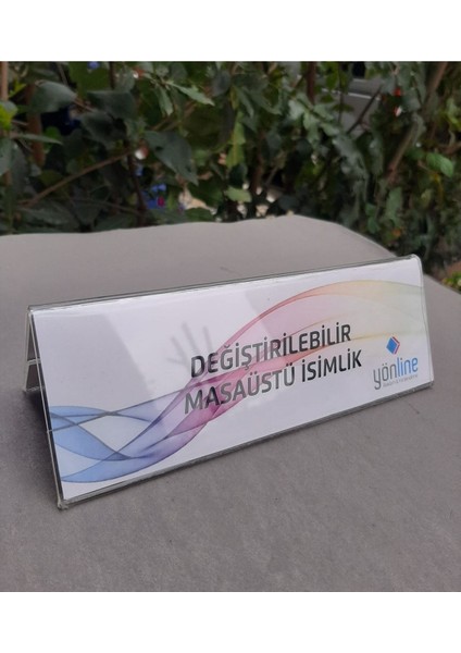 Üçgen Değiştirilebilir Yatay Masaüstü Isimlik - 20X7 cm