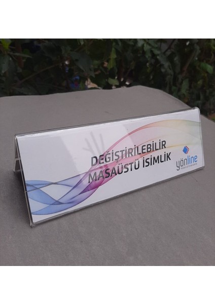 Üçgen Değiştirilebilir Yatay Masaüstü Isimlik - 20X7 cm