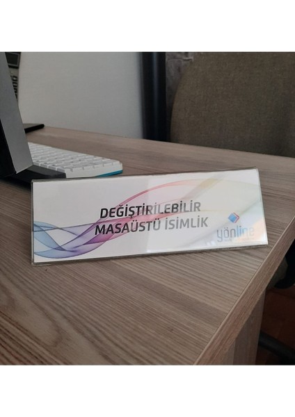 Üçgen Değiştirilebilir Yatay Masaüstü Isimlik - 20X7 cm