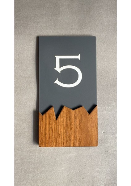 Wooden Serisi Dikey Kapı Numarası