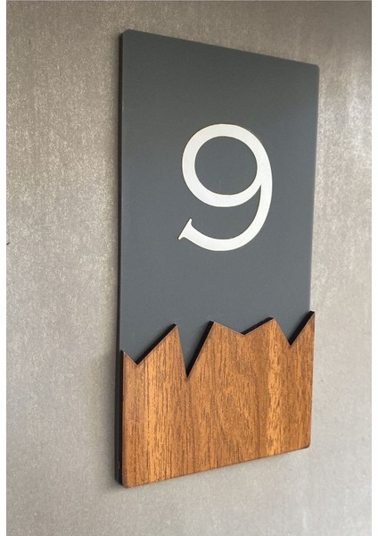 Wooden Serisi Dikey Kapı Numarası