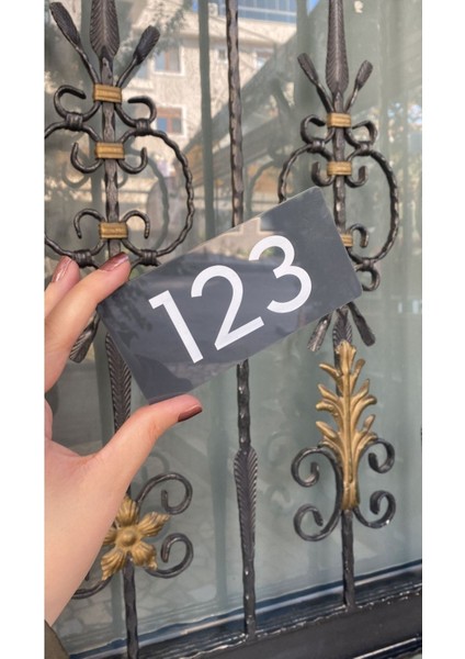 Minimal Parlak Antrasit Pleksi Kapı Numarası fiyatları