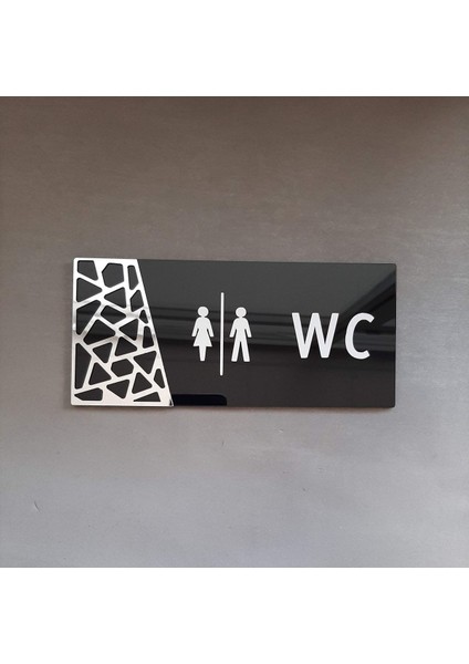 Black Silver Pattern Seri Wc Yönlendirme Tabelası