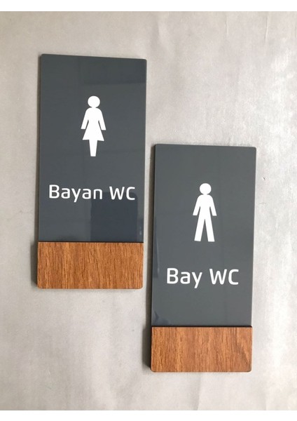 Wooden Serisi Dikey Wc Yönlendirme Levha Seti