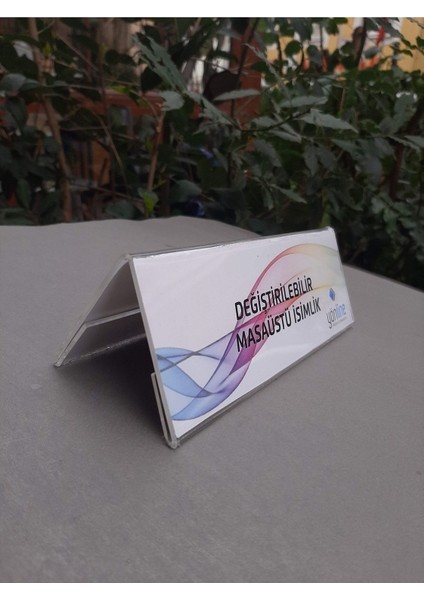 25X8 cm Şeffaf Değiştirilebilir Masaüstü Isimlik fiyatları