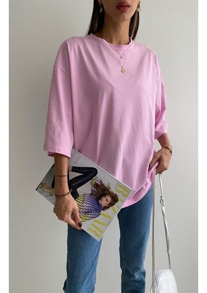 Oversize T-Shirt - Pembe Renk modelleri