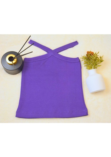 Kız Çocuk Askılı Crop Kaşkorse Esnekkumaş