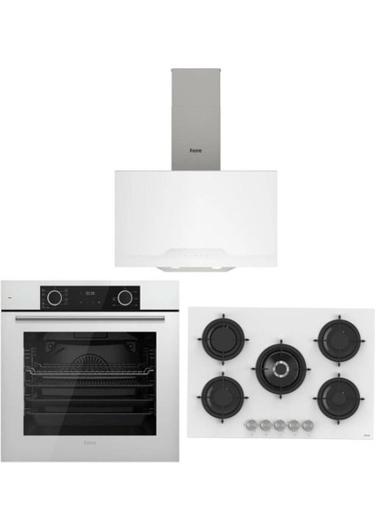Fryart Beyaz Set ( D064 Beyaz Davlumbaz -RS038 Beyaz Ocak- XE63CB Fryart Beyaz Fırın)