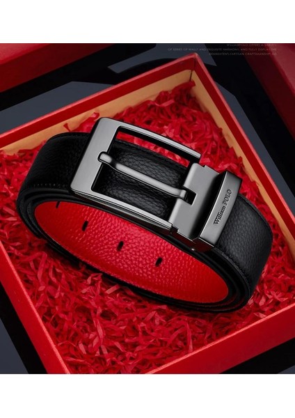 Deri Italy 2024 Kırmızı Detaylı Kemer