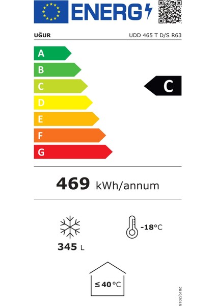 Udd 465 T D/s R63 C Enerji Sınıfı 345 lt Statik Yatay Derin Dondurucu