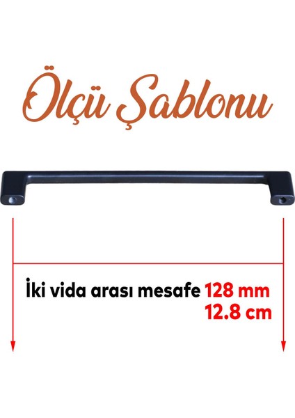 Merve Siyah Metal Kulp 128 Mm-12.8 cm Mobilya Çekmece Mutfak Dolabı Dolap Kapak Kulpları Kulbu Kulpu