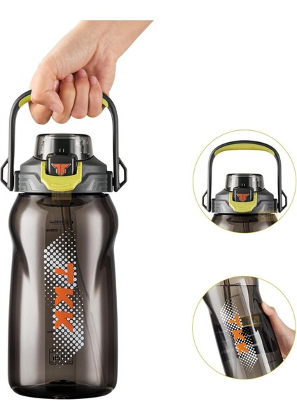 Tkk 1500ML Büyük Boy Yeni Koleksiyon Pipetli/pipetsiz Kullanım Boyun Askılı Kulplu Tritan Su Matara fırsatları