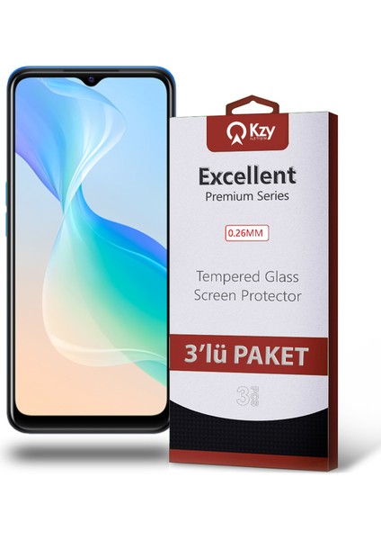 Vivo Y33S ile Uyumlu Temperli Ekran Koruyucu Kırılmaz Cam Ekonomik 3'lü Paket