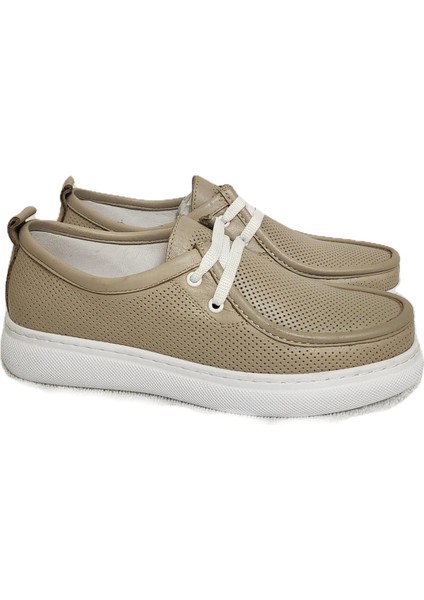 Deri Bej Kadın Ayakkabı