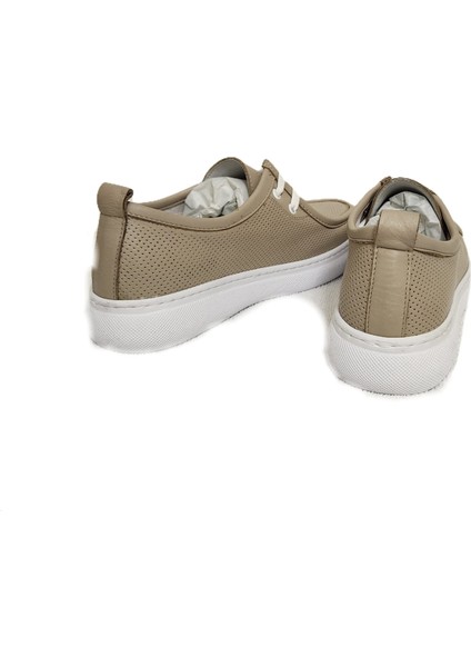 Deri Bej Kadın Ayakkabı modelleri