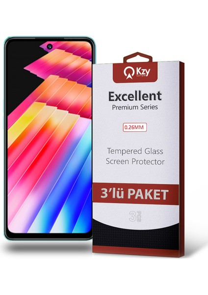 Infinix Hot 30 ile Uyumlu Temperli Ekran Koruyucu Kırılmaz Cam Ekonomik 3'lü Paket