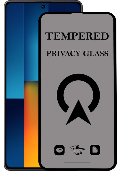 Xiaomi Poco M6 Pro 4g ile Uyumlu Tam Kaplayan Privacy Hayalet Temperli Ekran Koruycu Cam
